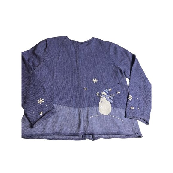 Croft & Barrow Women Snowman Cardigan Sweater L purple Winter Knit angora blend - Picture 3 of 13
